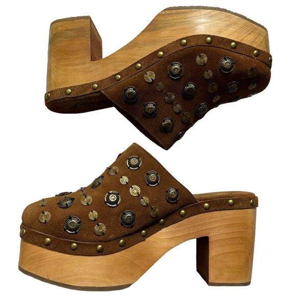 Free People Brown Studded Platform Sandals - Picture 1 of 8